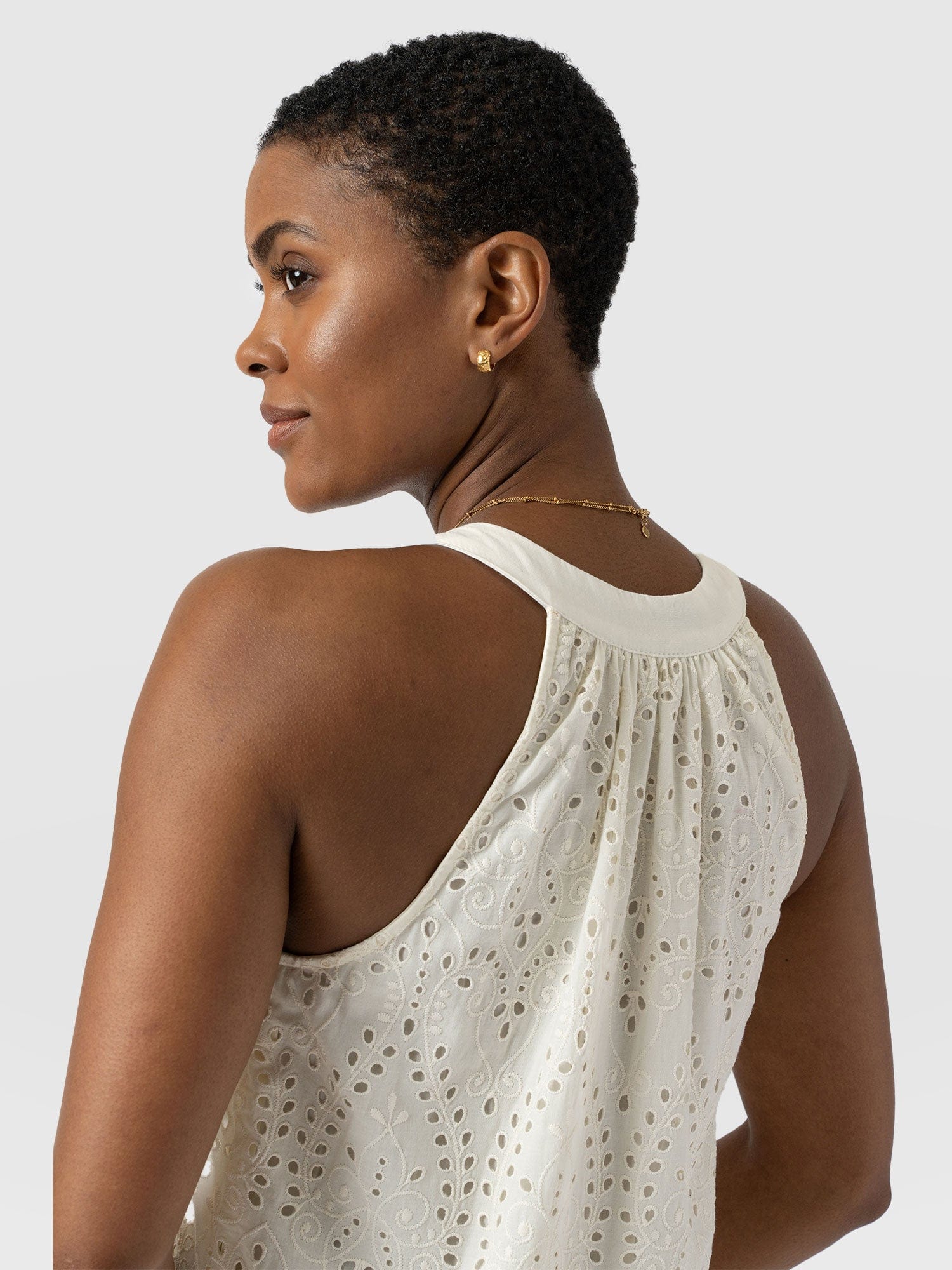 Zoey Halter Neck Dress - White Broderie - Women's Dresses | Saint + Sofia® USA